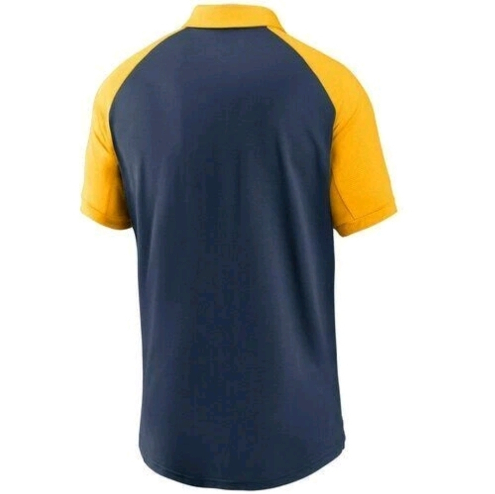 Nike MLB Milwaukee Brewers Blue and Yellow Golf Polo Men Large NWT 102025 - Picture 3 of 9